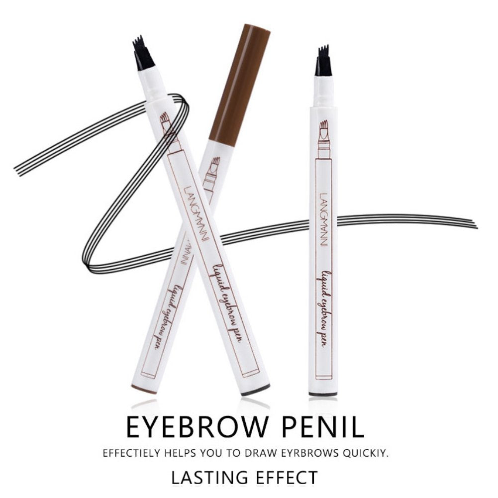 Long-Lasting Waterproof Eyebrow Pen 4 Tip | Fine Sketch Tattoo Tint Brow Pencil for Natural Look”