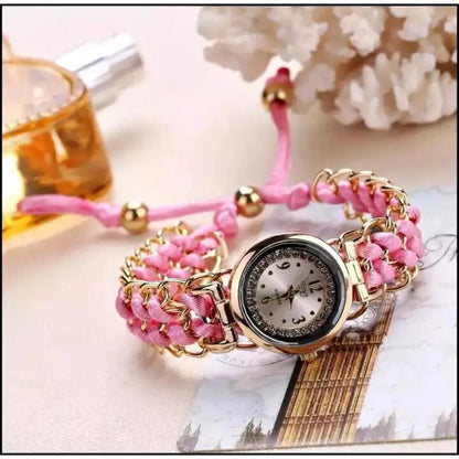 Girls Analog Handmade Braided Bracelet Watch