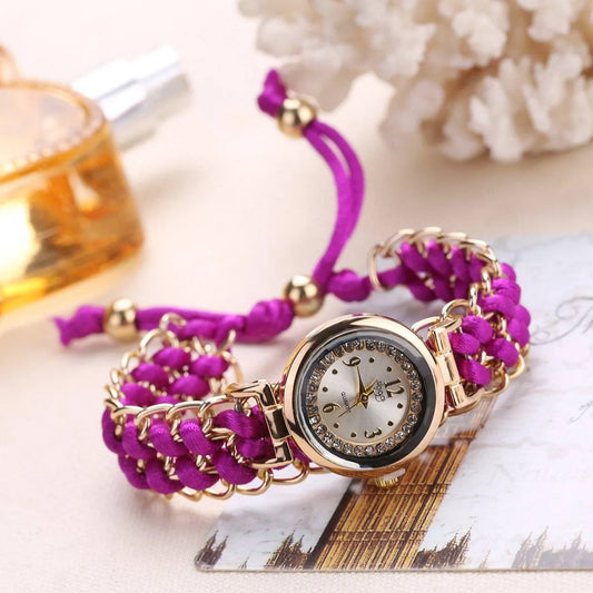 Girls Analog Handmade Braided Bracelet Watch