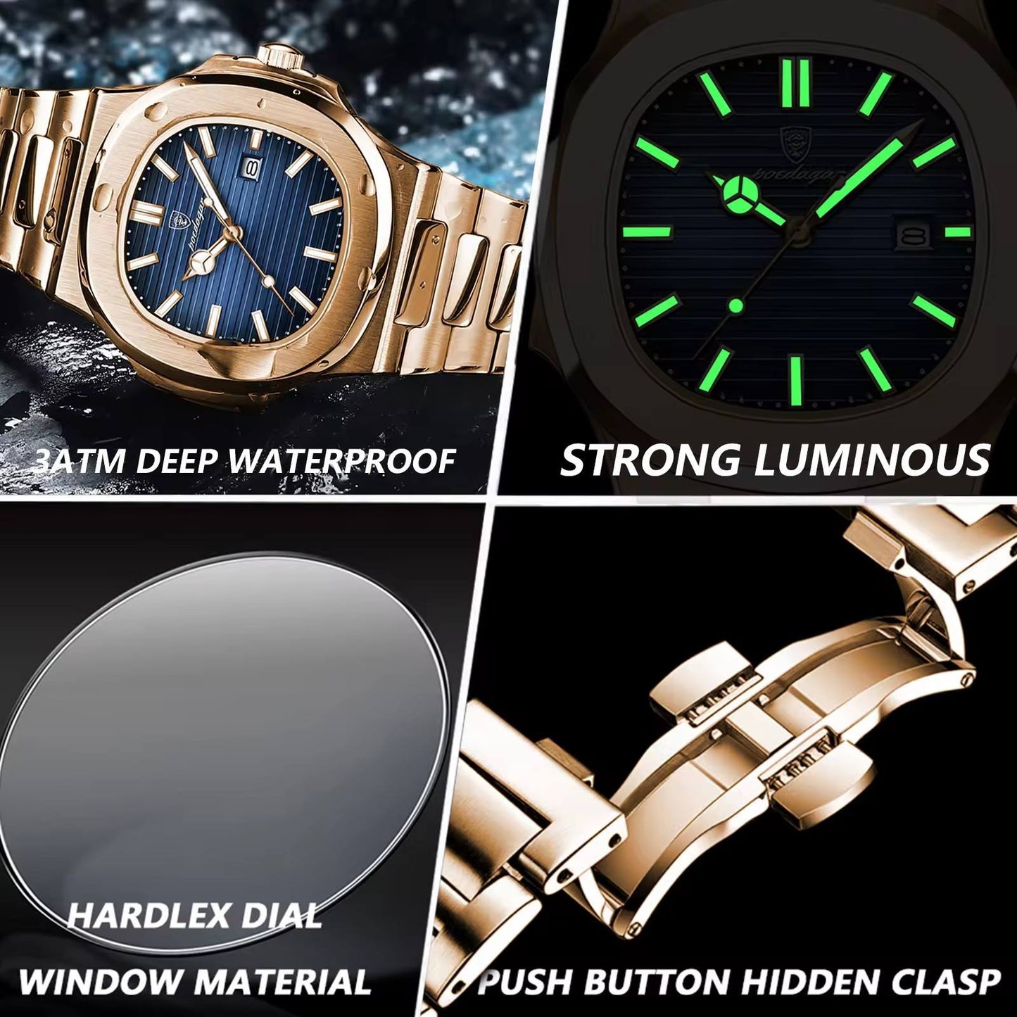 Watch for Men Business Stainless Steel Waterproof