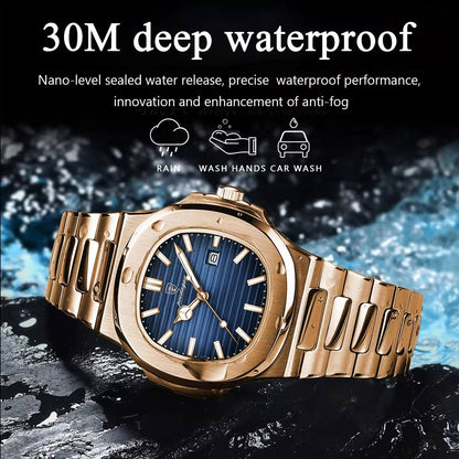 Watch for Men Business Stainless Steel Waterproof