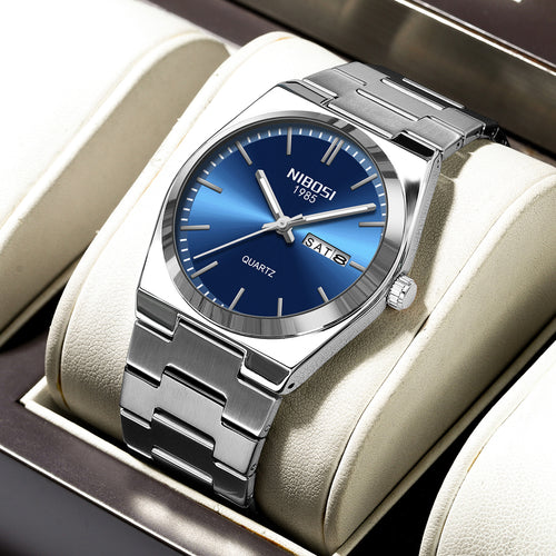 Men's Quartz Watch Custom logo Stainless Steel Waterproof Luminous Watch for Men