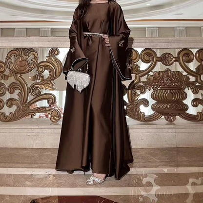 High Quality Breathable Fabric Islamic Turkey EID Ramadan Elegant Cardigan Modest Abaya Muslim