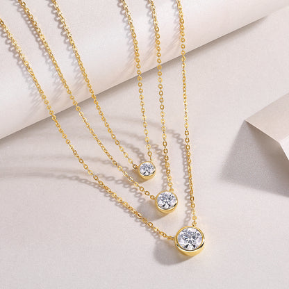 Diamond Solitaire Pendant Necklaces Moissanite Choker Multiple Pendant Necklace