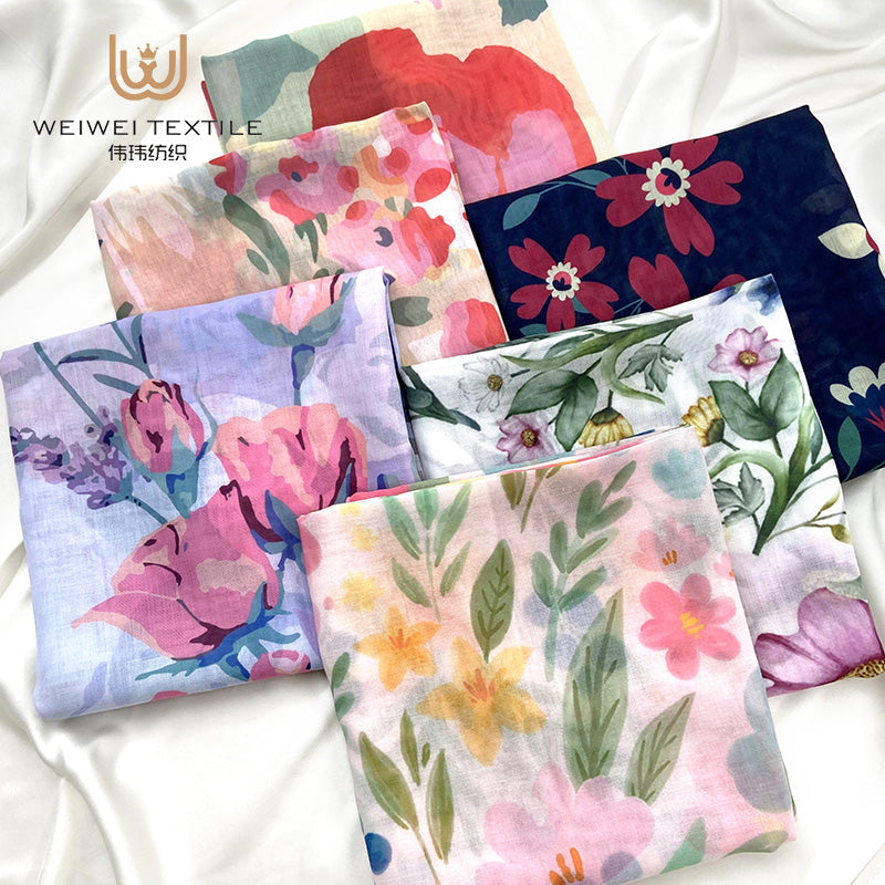 Printing Fabric Borong Bawal Muslim Shawls Premium Cotton Voile Hijab Musulman Scarf for Women