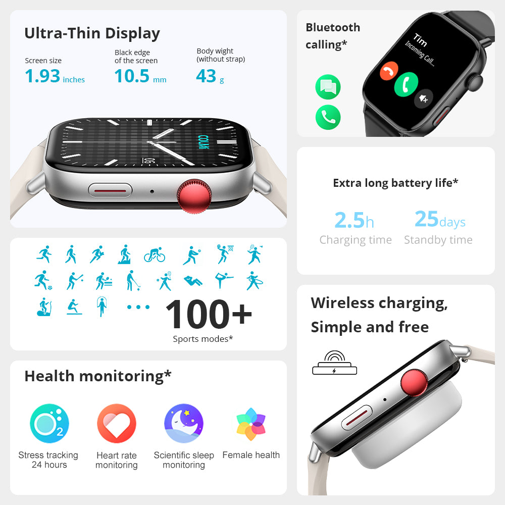 Max BT Calling Smart Watch 1.93" Inch Big Touch Screen Health