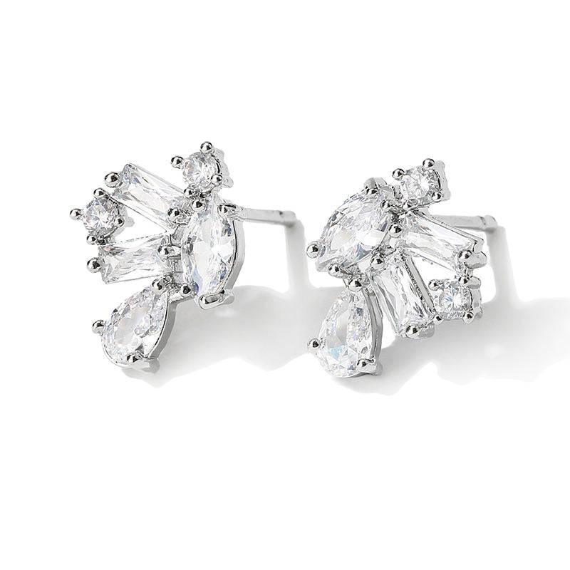 "Rakol EP2567 925 Sterling Silver Flower CZ Zircon Stud Earrings – Elegant Bridal Designer Jewelry for Women"