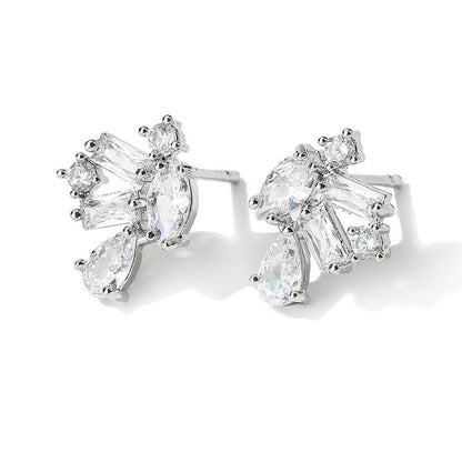 "Rakol EP2567 925 Sterling Silver Flower CZ Zircon Stud Earrings – Elegant Bridal Designer Jewelry for Women"