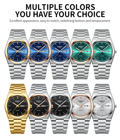 Men's Quartz Watch Custom logo Stainless Steel Waterproof Luminous Watch for Men