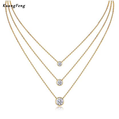 Diamond Solitaire Pendant Necklaces Moissanite Choker Multiple Pendant Necklace