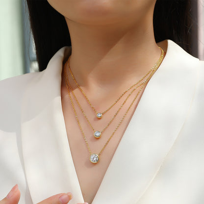 Diamond Solitaire Pendant Necklaces Moissanite Choker Multiple Pendant Necklace