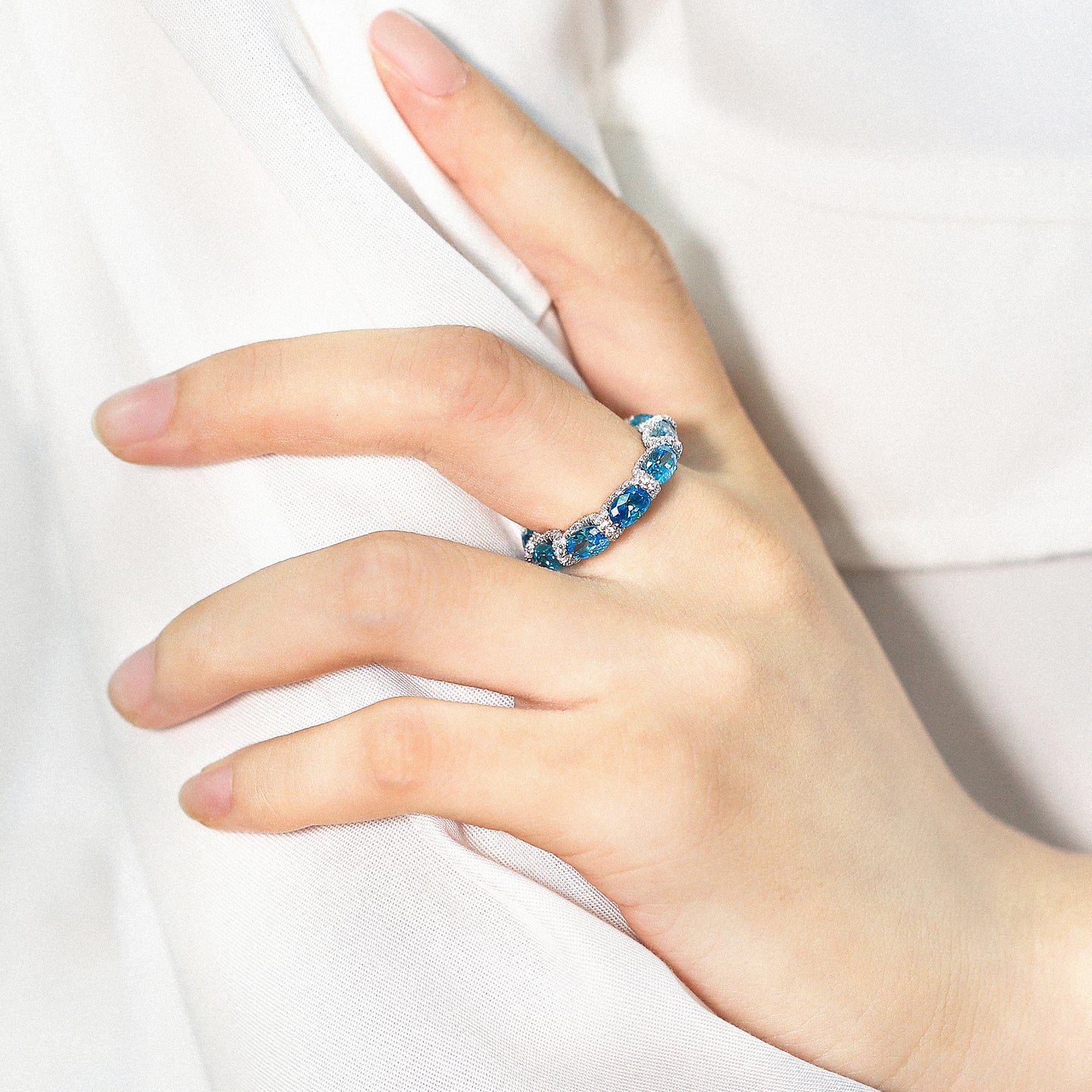 Luxury 925 Rhodium Plated Non Tarnish Jewelry Colored Zirconia 925 Rings