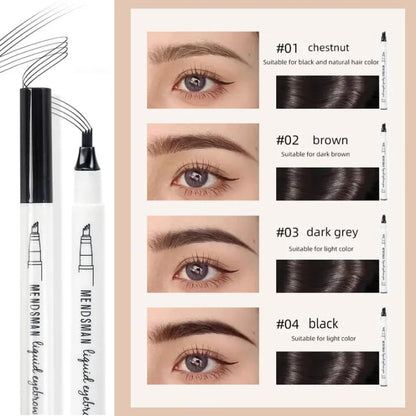 Long-Lasting Waterproof Eyebrow Pen 4 Tip | Fine Sketch Tattoo Tint Brow Pencil for Natural Look”