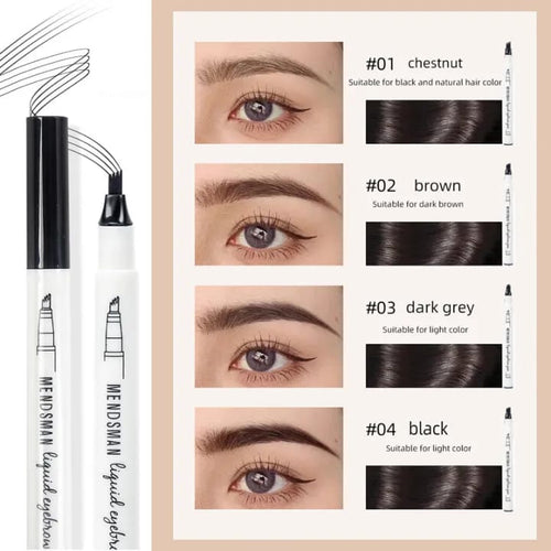 Long-Lasting Waterproof Eyebrow Pen 4 Tip | Fine Sketch Tattoo Tint Brow Pencil for Natural Look”
