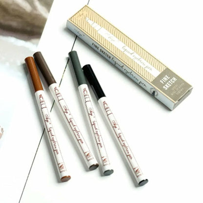 Long-Lasting Waterproof Eyebrow Pen 4 Tip | Fine Sketch Tattoo Tint Brow Pencil for Natural Look”