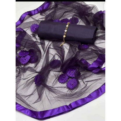 Rubika Fashion Most Hit Unstitched 3 Piece Collection Katan Silk Plain Shirt & Trouser With Net Dupatta For Women